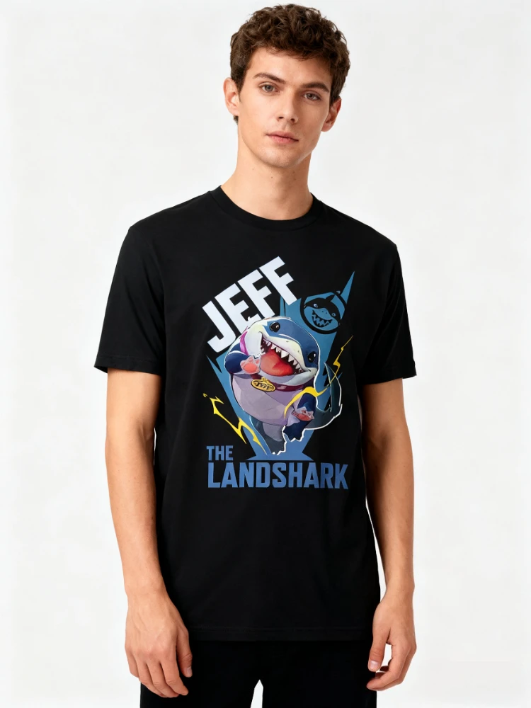 مارفل حقيقية جديدة عالية الجودة منافس جيف لاند القرش كوميك طباعة الرجال والنساء قصيرة الأكمام حجم كبير تي شيرت غير رسمي