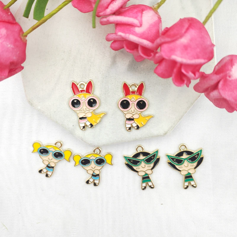 10pcs Alloy Charm Classic Cartoon Anime Character Earrings Pendant DIY Bracelet Necklace Jewelry Accessories Resin Charms