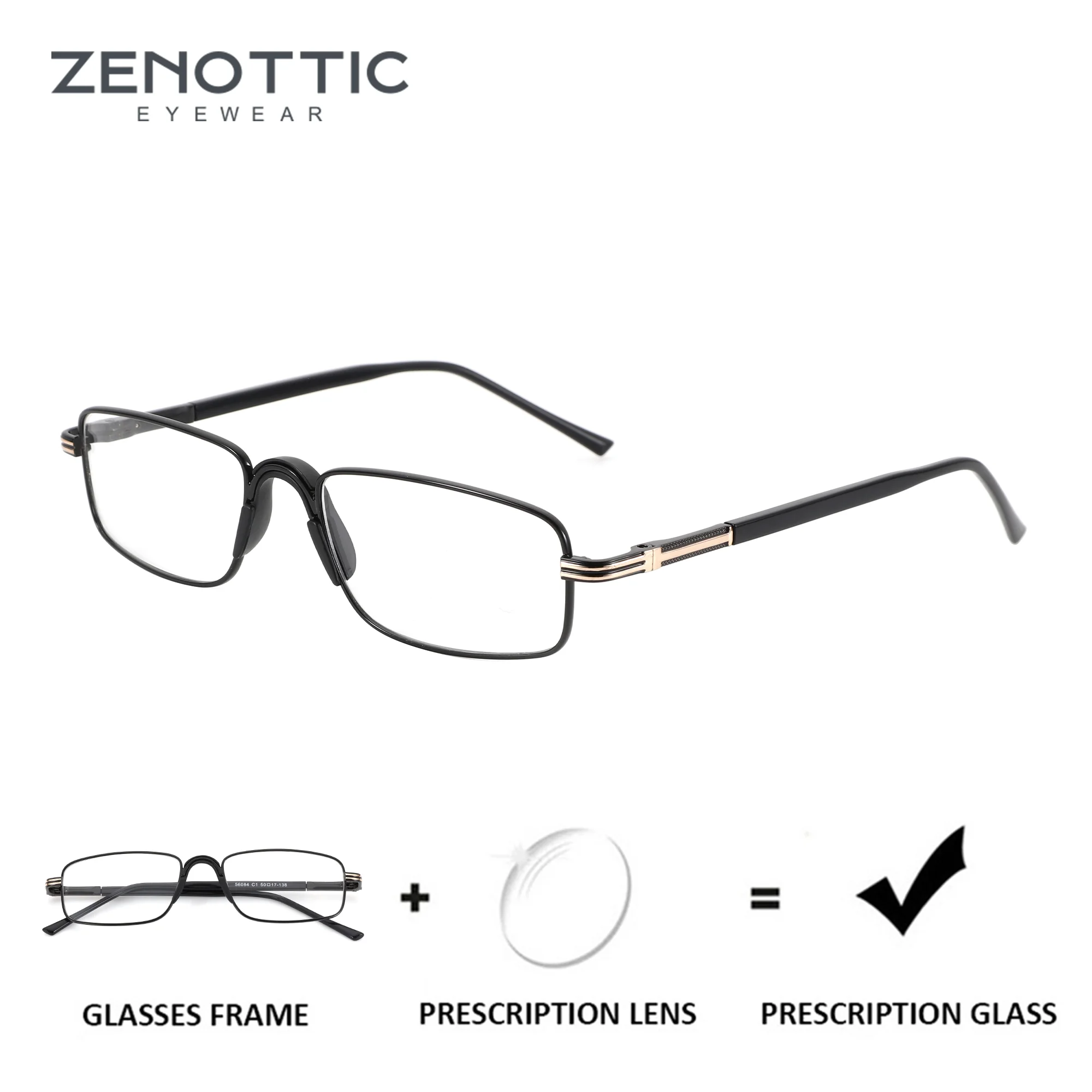 

ZENOTTIC (M Size) 2025 Fashion Rectangle Prescription Eyeglasses Male for High-quality Metal Photochromic Optical Glasses Man