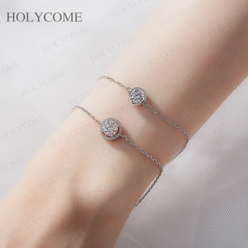 1CT Moissanit-Armband mit Lünettenfassung für Damen, Diamant, Farbe D, VVS1, 925er Sterlingsilber, elegantes Kettenarmband, Hochzeitsschmuck – Detail 8