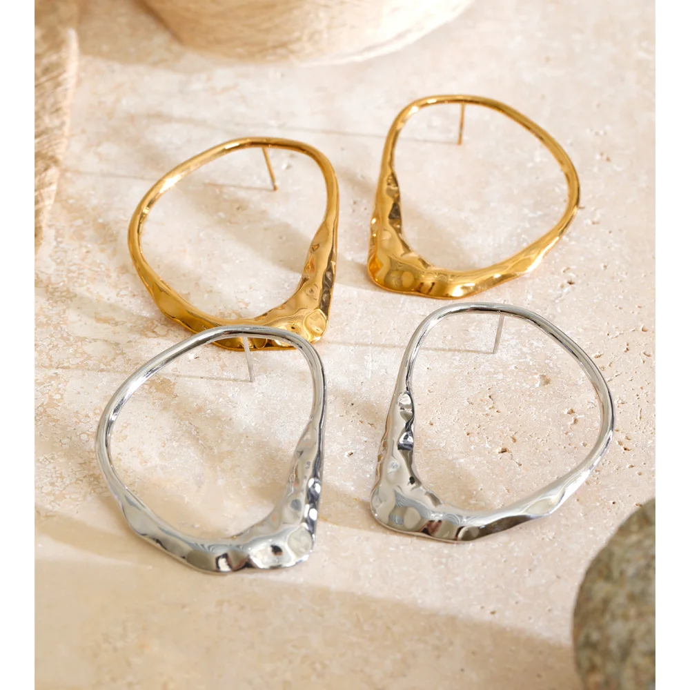 Yhpup Stainless Steel Hollow Minimalist Big Earrings for All Occasions Personalized Daily Attractive Jewelry Wholesale