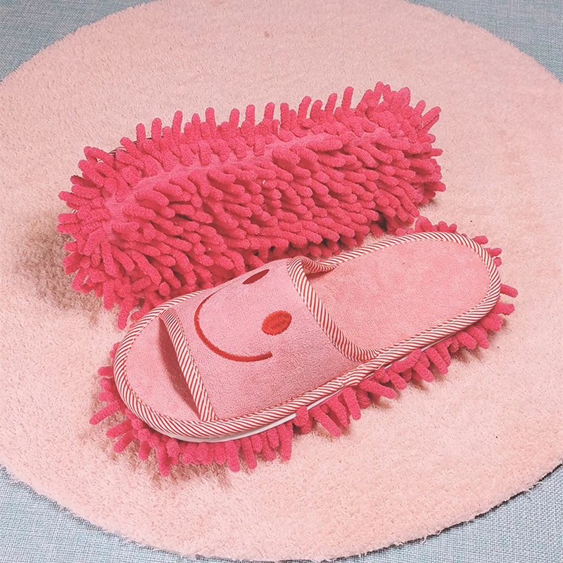 Smile Face Mopping Slippers Washable Cleaning Floor Dusting Slippers Detachable Lazy Mop Shoes Floor Cleaning Tools