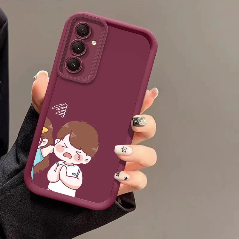 

Cartoon couple image Phone Case for Samsung A30 22 23 24 25 26 31 32 33 A34 35 A50 51 52 A53 54 55 A70 71 72 Silicone Soft Cover