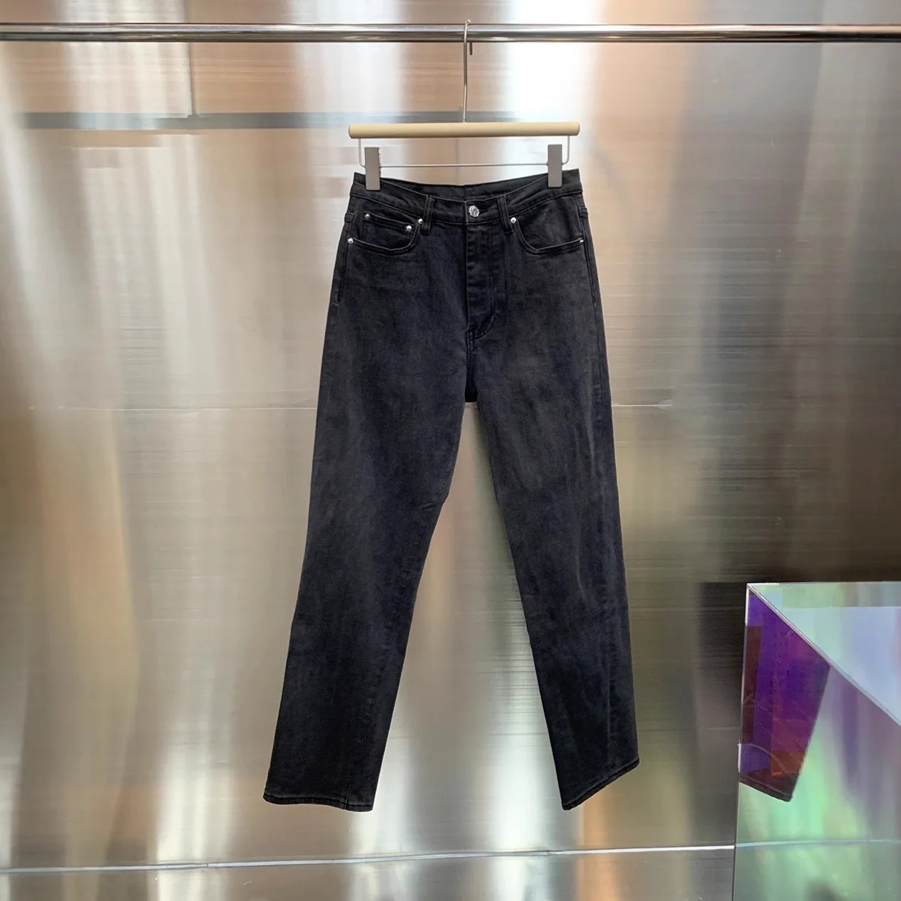 in cotone Cuciture intrecciate Jeans a nove tendaggi Semplice Slim Fit Or Jeans lunghi da donna Tee Colori Casual Sle Mid-Elasti