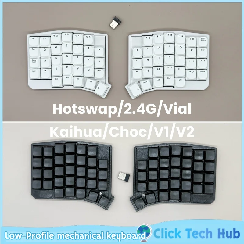 

Wsofle Wireless Low-Profile Mechanical Keyboard Split Keyboard 2.4g Ergonomic Split Hot Swappable Vial Reconstruction Kaihua