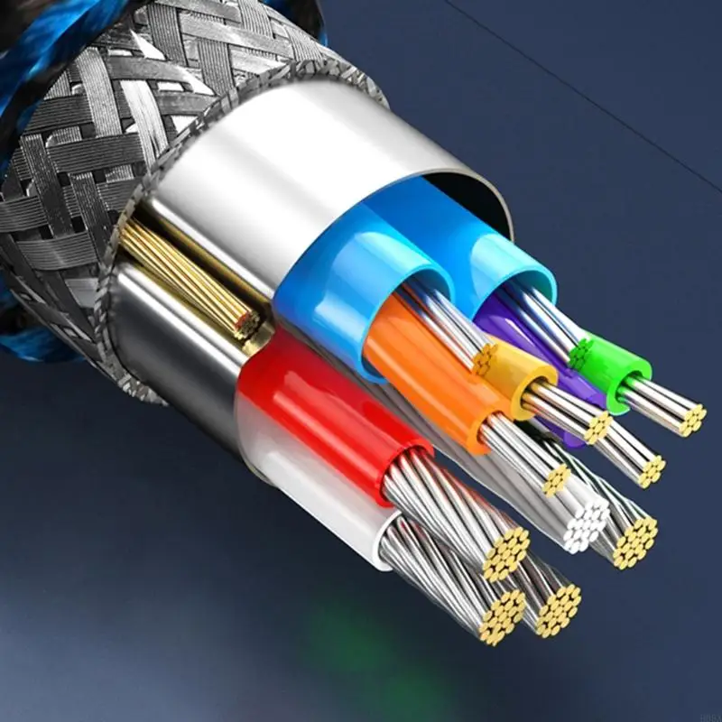 نايلون مضفر USB سلك سلك سلك سلك سلك نقل البيانات مع موصلات الألومنيوم للكاميرا ، مروحة التبريد