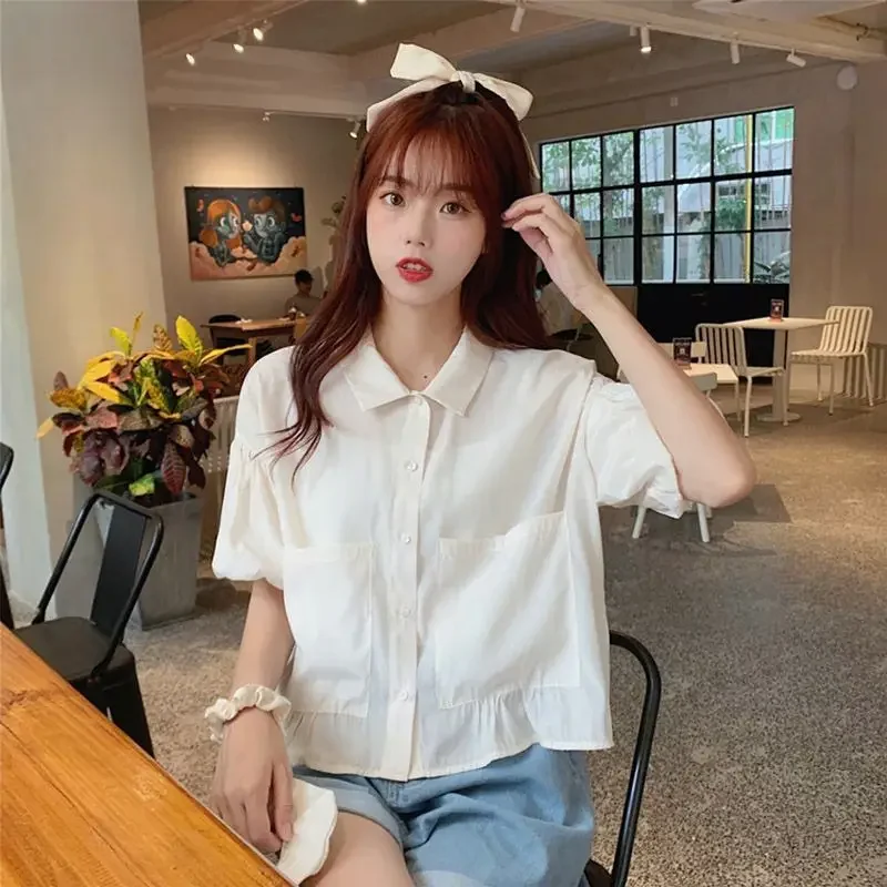 Shirts Women Solid Simple Daily All-match Creativity Designed Personality Delicate Graceful Spring Lovely Casual Korean Style