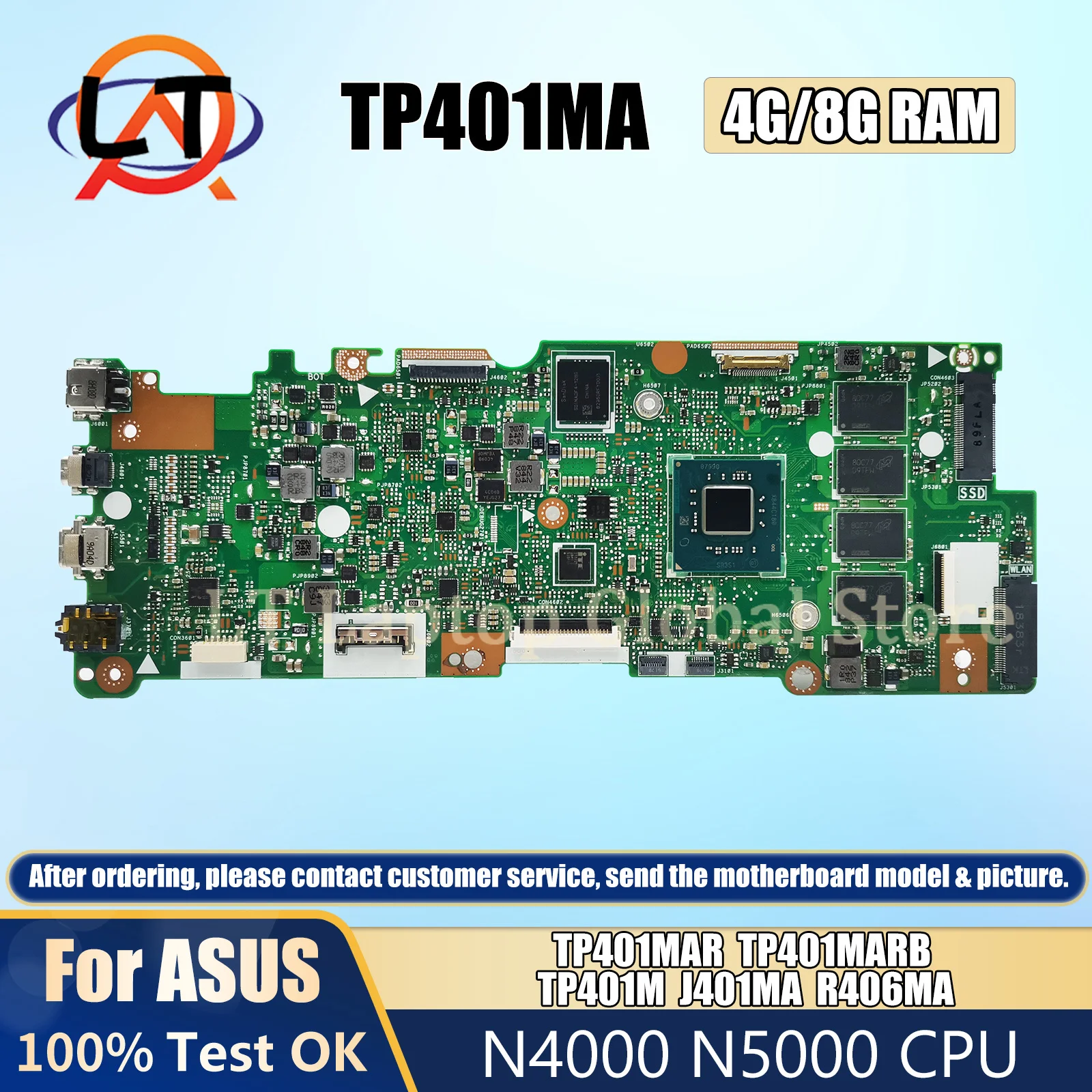 TP401MA Motherboard For ASUS TP401MAS TP401MAR TP401MARB  J401MA TP401M Laptop Mainboard SSD 64G 128G CPU N4000 N5000 RAM 4GB