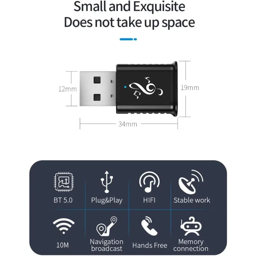 Car Bluetooth 5.0 Car Transmitter Receiver 2-in-1 3.5Mm Aux Usb Power Audio Adapter for Pc Computer Receptor Laptop Earphone Car