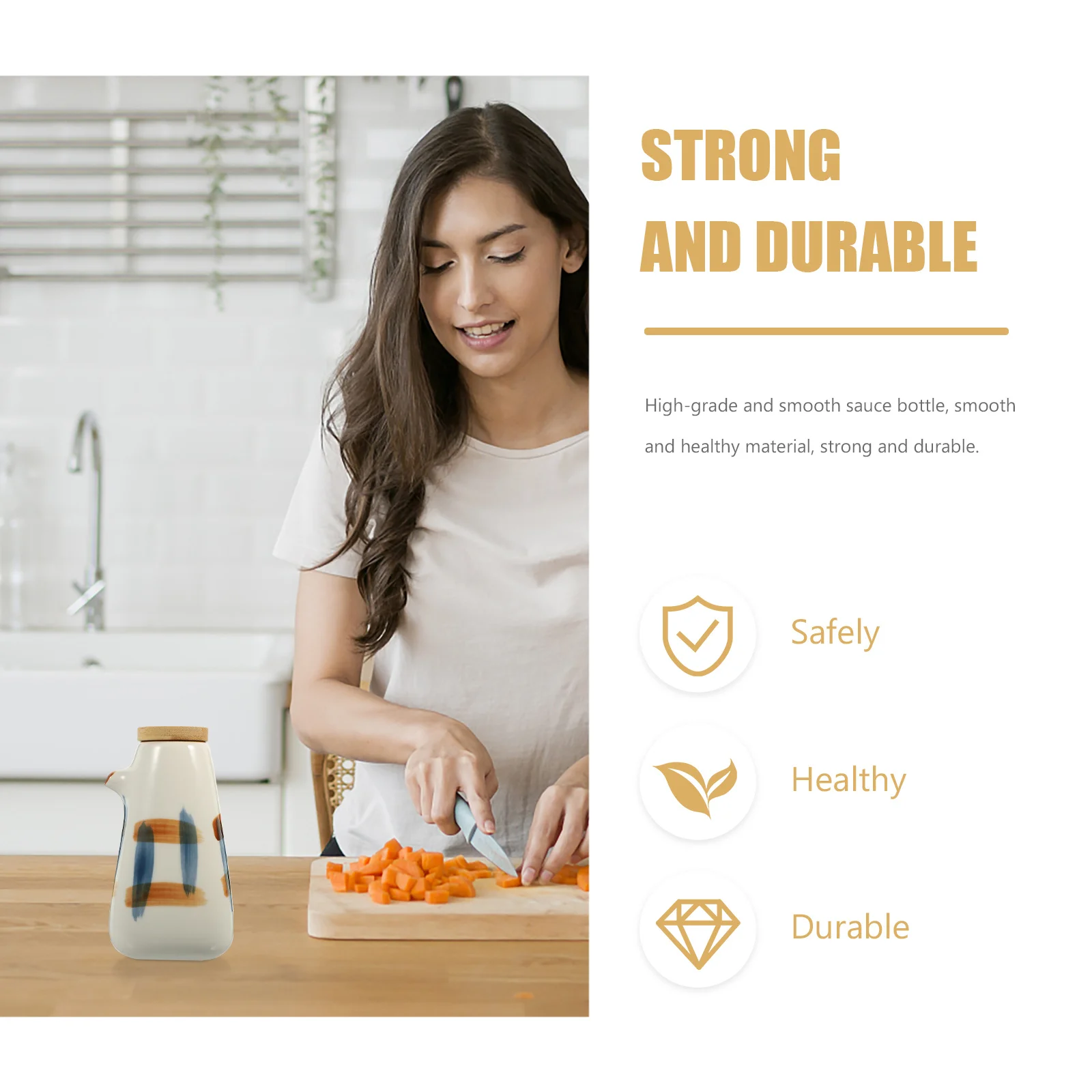 

High-Grade Ceramic Vinegar Bottle Soy Sauce Container Oil Dispenser Clear Kitchen Condiment Jar Easy to Clean