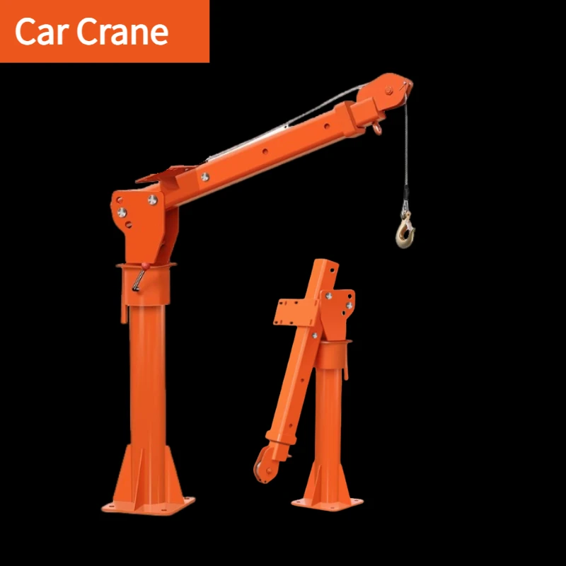 

New 500KG Folding Truck-Mounted Crane with Electric Winch 500KG 12V Painted Steel Truck Jib Cranes 360 Swivel Lift