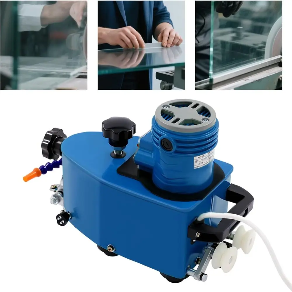 مطحنة وملمع حافة زجاجية محمولة 1100 وات للحجر والسيراميك، سمك 3-20 مم، 8000 دورة في الدقيقة، عجلات متعددة الأشكال، أزرق