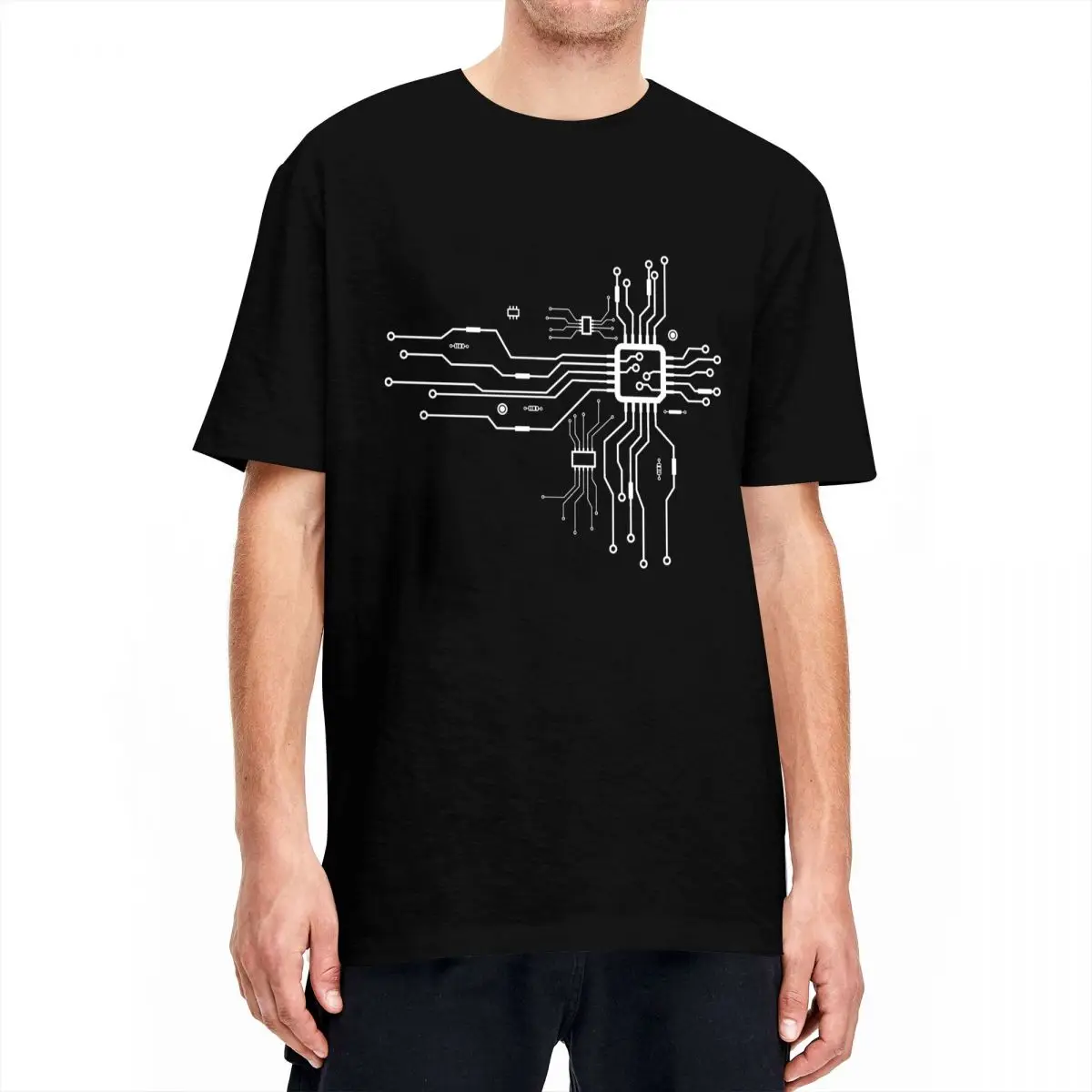 Haikyuu T Shirt CPU Processor Circuit Diagram Cotton T Shirts Electronic Fashion Tshirt for Male Beach Y2K Short Sleeve Top Tees