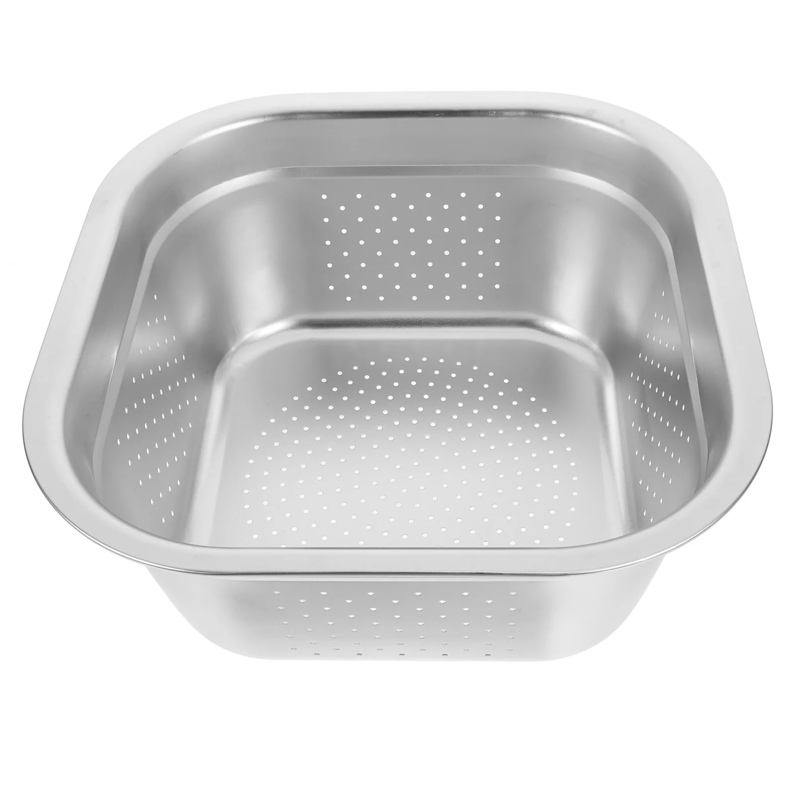 

Stainless Steel Colander Basin Basin Thick Kitchen Colander Large Capacity Fruit Washing Square Metal Tool