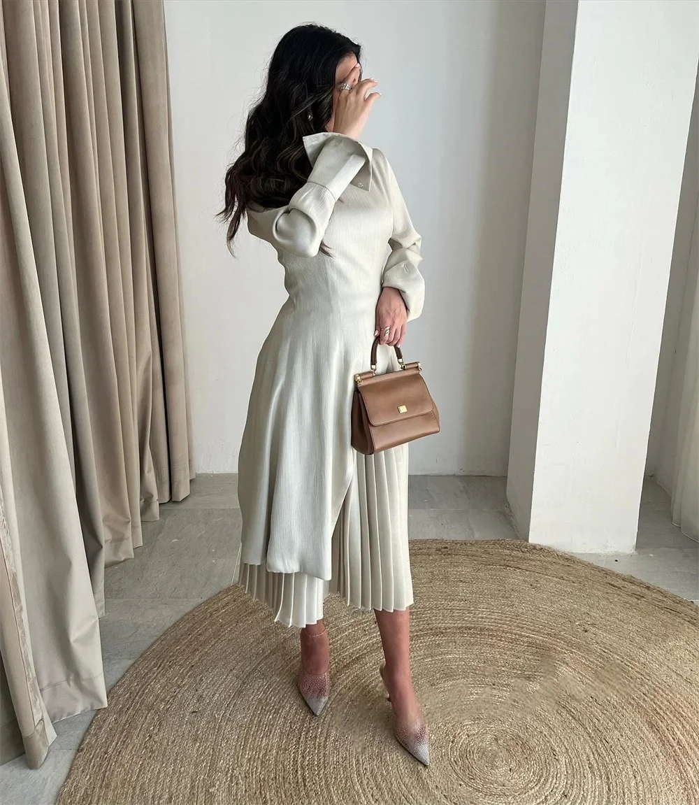 

Formal Long Sleeves Bespoke Occasion Gown Evening Dresses Pastrol Unisex Jersey Retro Dubai Saudi Arabic Prom Customized