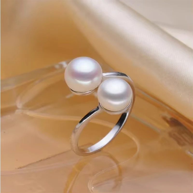 ZHBORUINI Pearl Ring Jewelry Of Silver Interlaced Rings Freshwater Pearl Wedding Ring 925 Sterling Silver Jewelry For Women Gift
