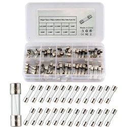 100PCS /72pcs Car Fast-Blow Glass Tube Fuses 0.2-20A 0.5-30A Quick Blow Car Glass Tube Fuses Assorted Kit for Car Light Inflator