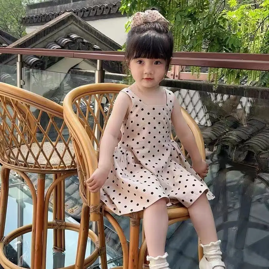 

Girls Summer Polka Dot Princess Dress Children's Korean Style Fashionable Dress for Little Girls Baby Girls 2026 New Arrival