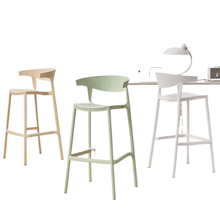 

Nordic minimalist bar chair modern, minimalist plastic, stackable for home use, creative high stool