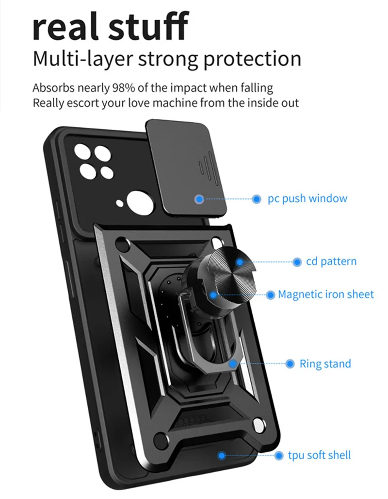 Für redmi 10c 10a Fall stoß feste Rüstung Auto halter Telefon abdeckung für redmi 9a 9c nfc Kamera Objektivs chutz Fundas – Detail 8