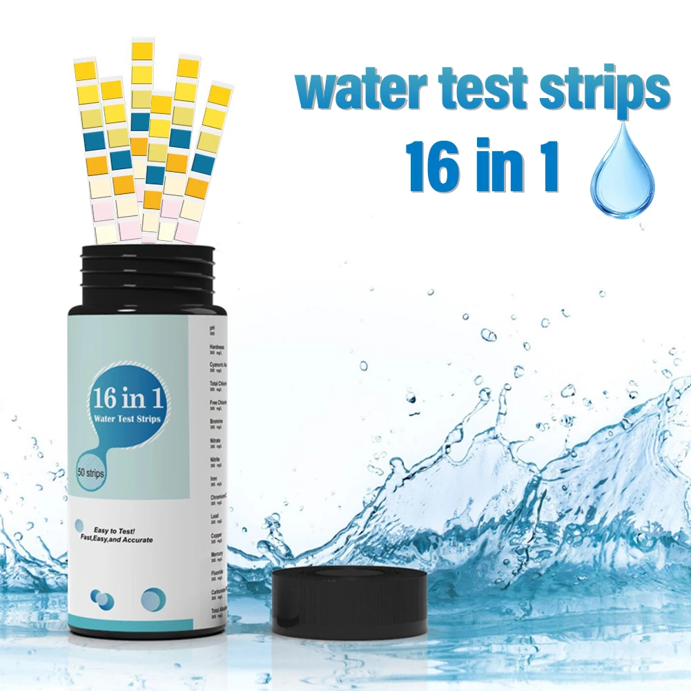 Yieryi 16-in-1 Wasserteststreifen 100 Stück Präzise Härte- und pH-Wert- sowie Chlormessung für Pool, Trinkwasser, Aquarium, Spa, Teich – Detail 3