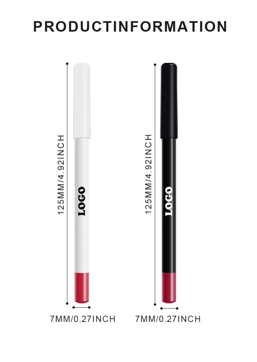 Lip Liner Custom Logo Private Label Pigment Long Lasting Waterproof Not Fading Matte Makeup Wholesale Cruelty Free Black Package