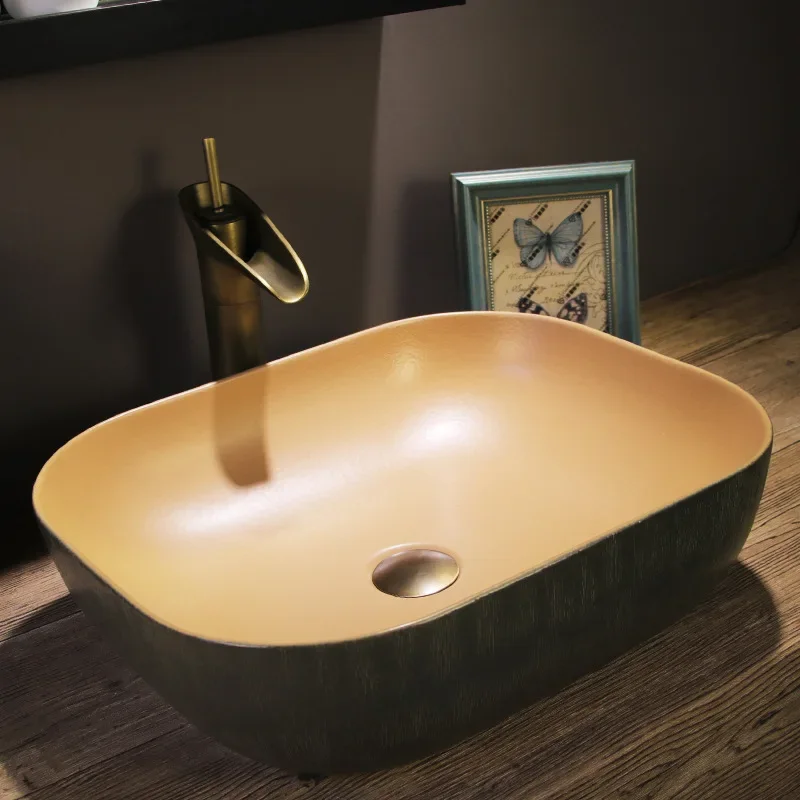 Ceramic washbasin basin household retro balcony hotel bathroom art washbasin small size