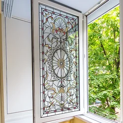 Window Privacy Film 3D Decorative Vinyl Stained Glass Decals Static Cling Window Stickers Bathroom Kitchen Window Decoartion