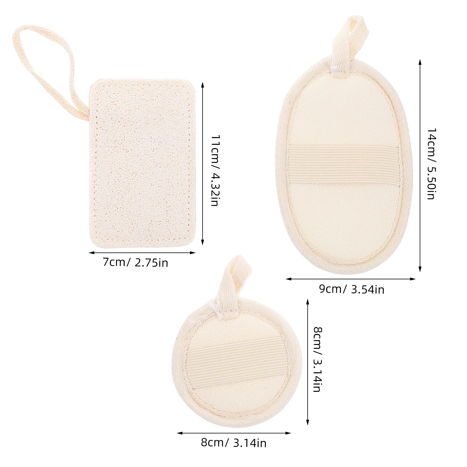 3 قطعة منصات التقشير اللوف الطبيعي غسل الوجه منصات متعددة الاستخدام أجهزة تنظيف الجسم استبدال التطهير دش القماش لطيف الجلد