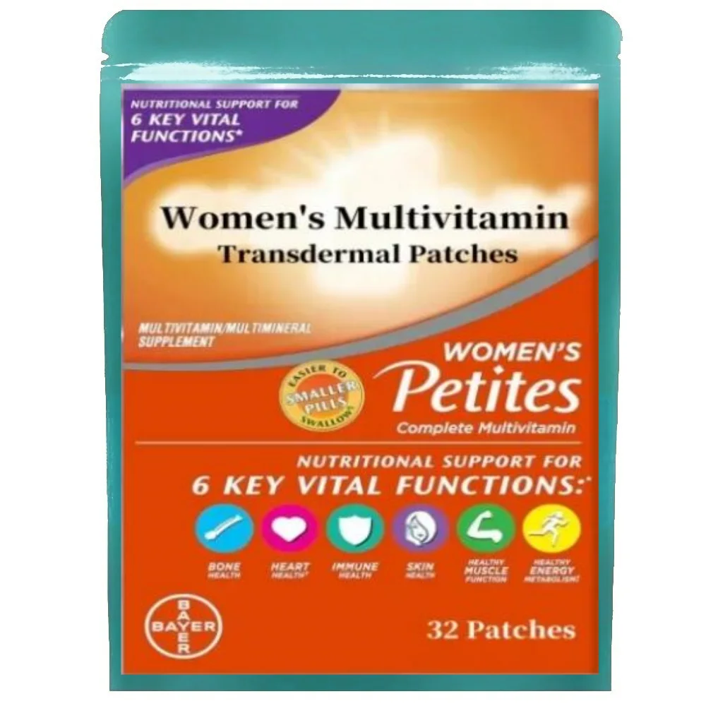 Meerdere vitamines voor vrouwen, inclusief vitamines A, C, D, E, zink, B12, biotine, calcium, enz., 32 transdermale pleisters