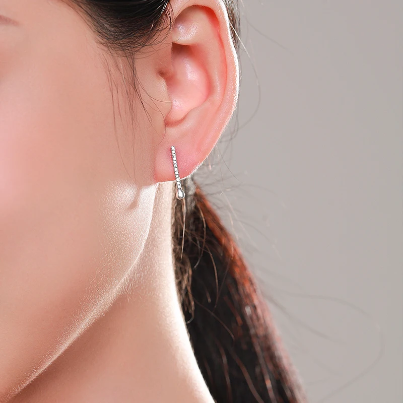 MODIAN Authentic 925 Sterling Silver Delicate Sparkle Zircon Long Stud Earrings For Women Wedding Engagement Fine Jewelry Bijoux