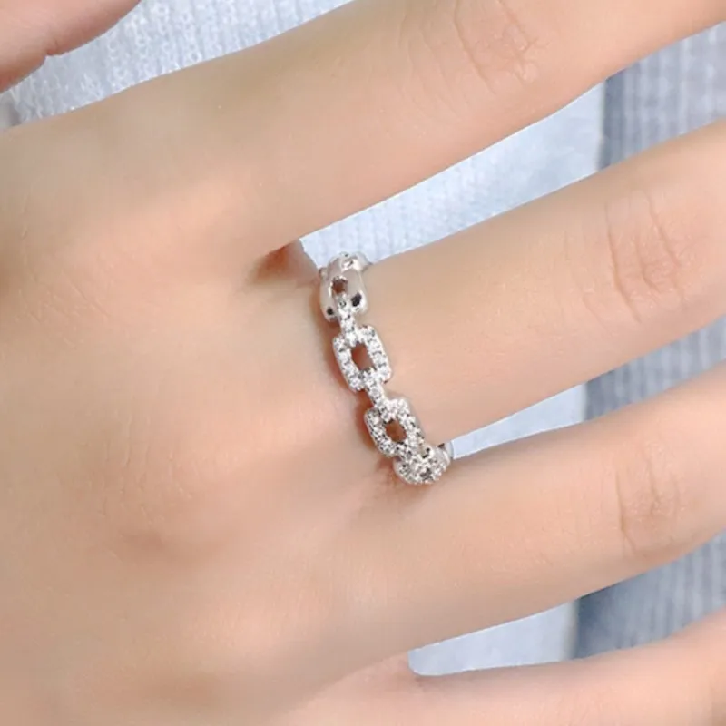 

VENTFILLE кольцо из стерлингового серебра 925 пробы с цирконом для женщин, цепочка, универсальная модная геометрия, темперамент, трендовые ювелирные изделия, подарок, дропшиппинг