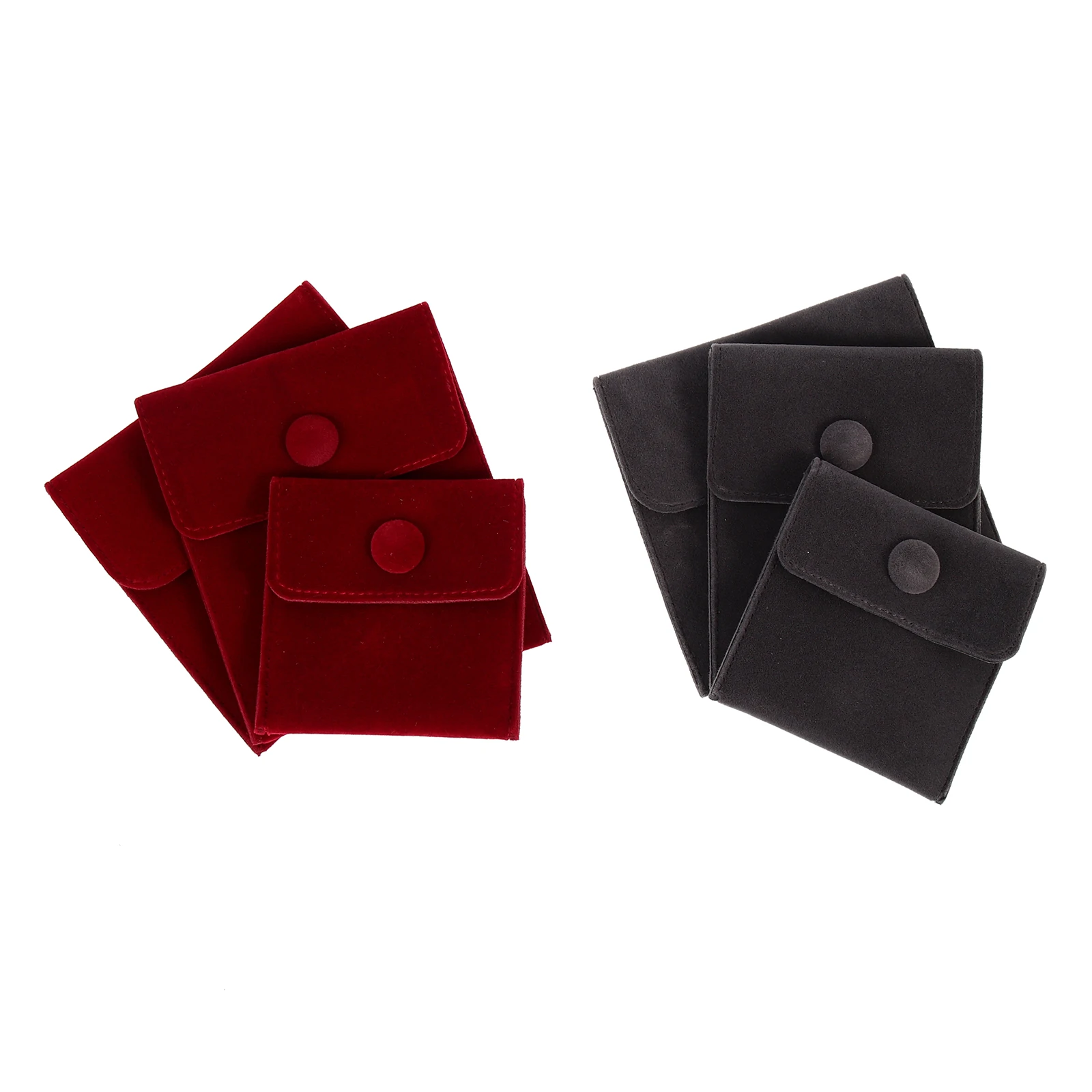 

6pcs Jewelry Pouch Watch Bag Snap Button Container Ring Storage Flannel Travel Necklace Bags Outdoor Sturdy Portable