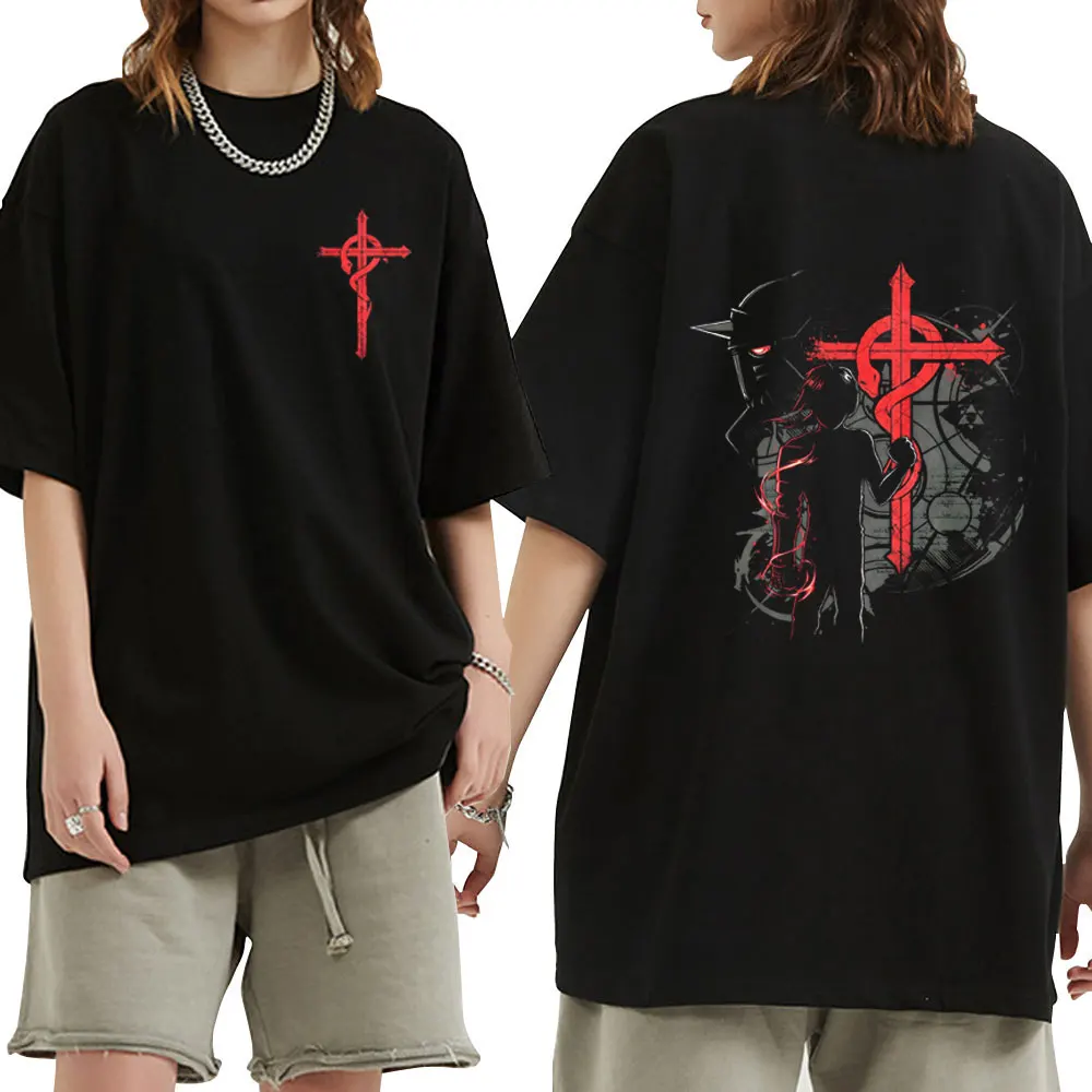 Camisetas de Anime Fullmetal Alchemist Edward Elric Alphonse Elric 2026, camisetas de manga corta con cuello redondo para hombre y mujer, ropa de moda