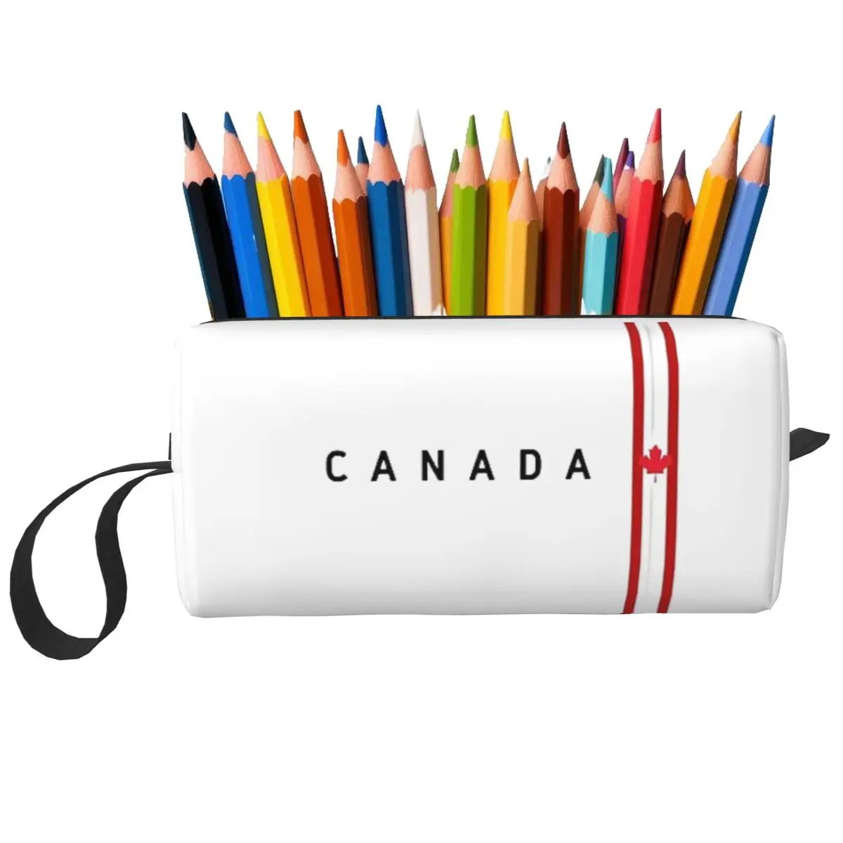 Astuccio per matite con bandiera del Canada per ragazzo e ragazza, astuccio per penne, astuccio per matite, forniture di cancelleria, borsa per cosmetici da viaggio per donna