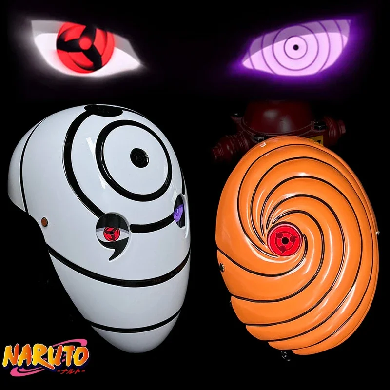 Naruto Cosplay Mask Anime Figure Uchiha Obito Emit Light White Mask Kids Toy Anime Madara Cosplay Halloween Masks Children Gifts