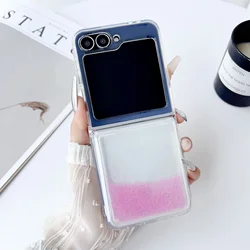 Colorful Decompression Beads Quicksand Case for Galaxy Z Flip 6/Flip 5/Flip 4/Flip 3 Shockproof Stylish Folding Protective Cover