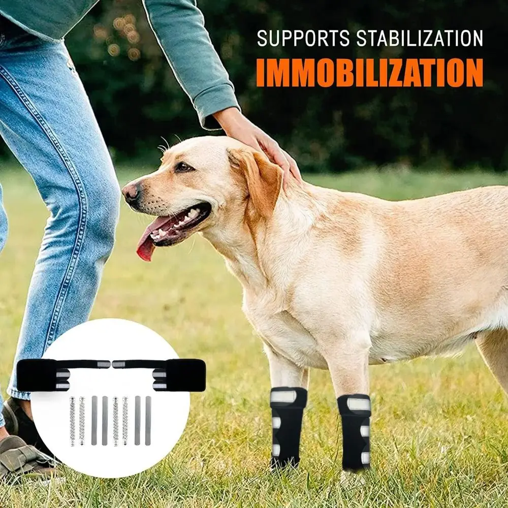 1 pièce Attelle de protection légère pour pattes avant de chien en polycarbonate avec sangles réglables, antidérapante, respirante, bandes réfléchissantes et soutien articulaire