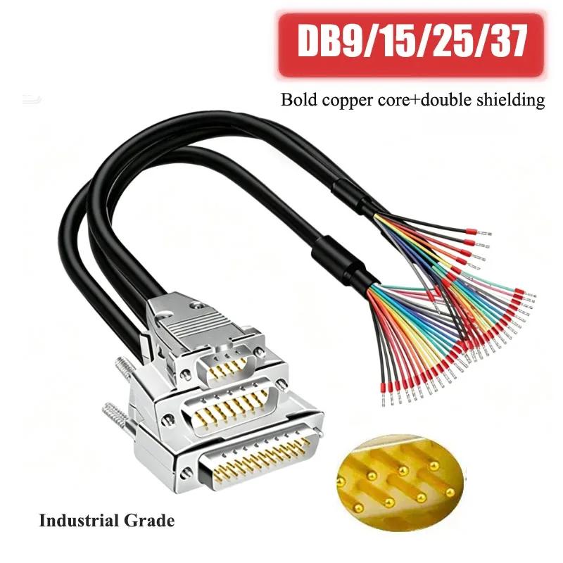 Câble Connecteur Industriel DB9 DB15 DB25 Mâle-Femelle, Cordon Blindé pour Signal, Fil de Port Série RS232 à 9/15/25 Broches