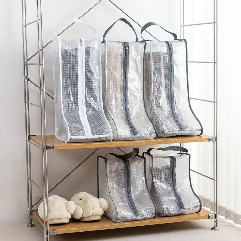 1pc Grey Boot Storage Bag Dust Cover for Shoes Transparent Moisture-proof and Mold Proof Protective Cove