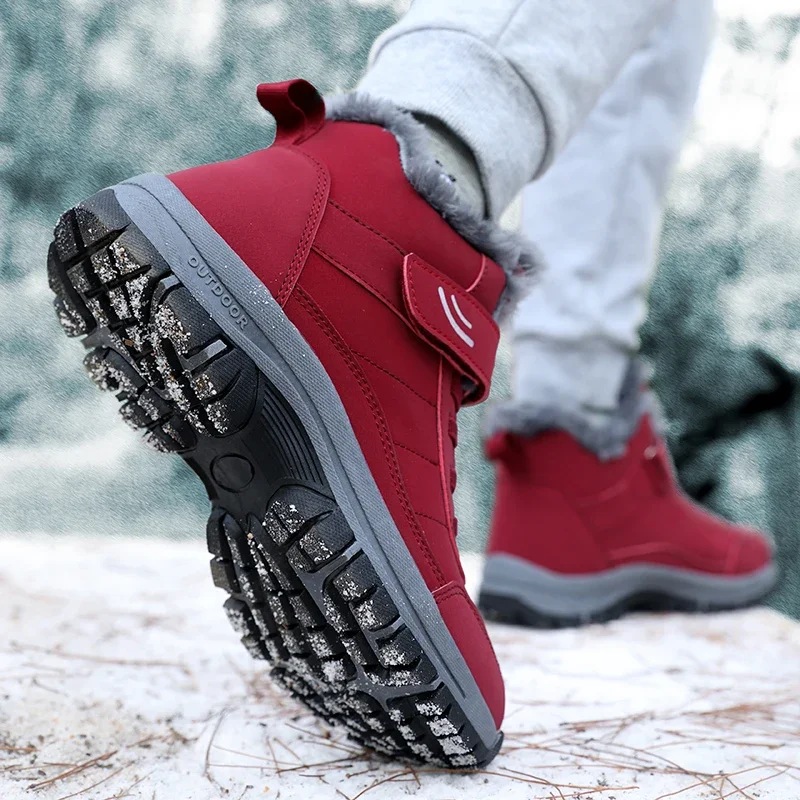 Botines de cuero de invierno para hombre con piel, botas de nieve