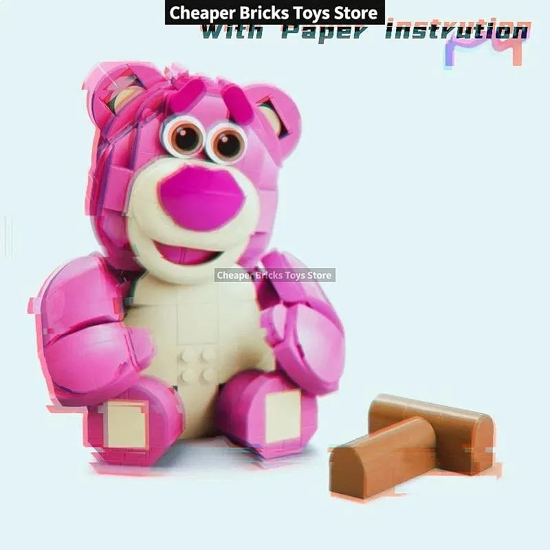 Cheaper 570pcs Classic Movie Cartoo Strawberry  Animal Building Block Toy Model Ornament Gift view 4
