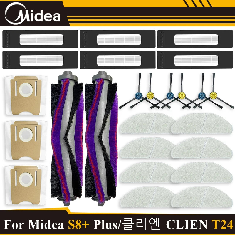 Fit For Midea S8+ Plus, 클리엔 CLIEN T24, 씽크에어 ThinkAir RV50 Pro Replacement Parts Accessories Main Side Brush Filter Mop Dust Bag