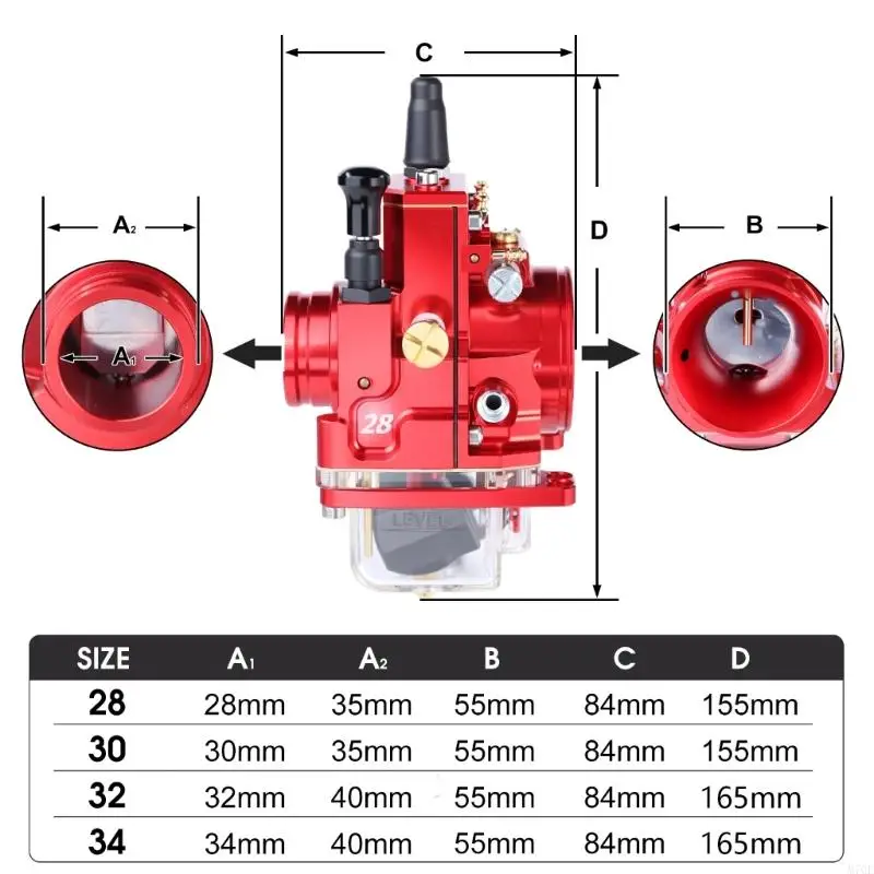 M76E 28 mm 30 mm 32 mm 34 mm Ersatz-Motorradvergaser mit externen Einstellteilen und transparenter Schwimmerschale für Trail – Detail 6