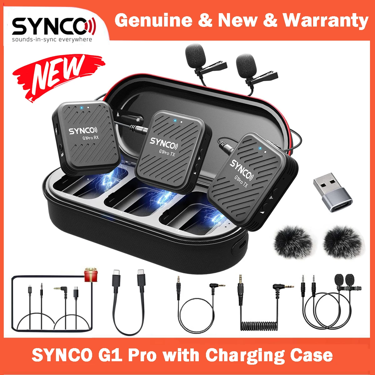 SYNCO G1 A1 Pro G1 A2 Pro 2.4G Wireless Lavalier Microphone with Charging Case for Smartphone Camera Vlogging Streaming YouTube