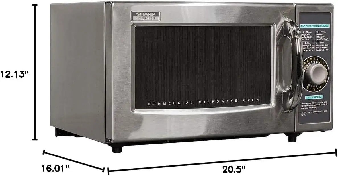 R-21  Medium-Duty Commercial Microwave Oven with Dial Timer, Stainless Steel, 1000-Watts, 120-Volts, One Size