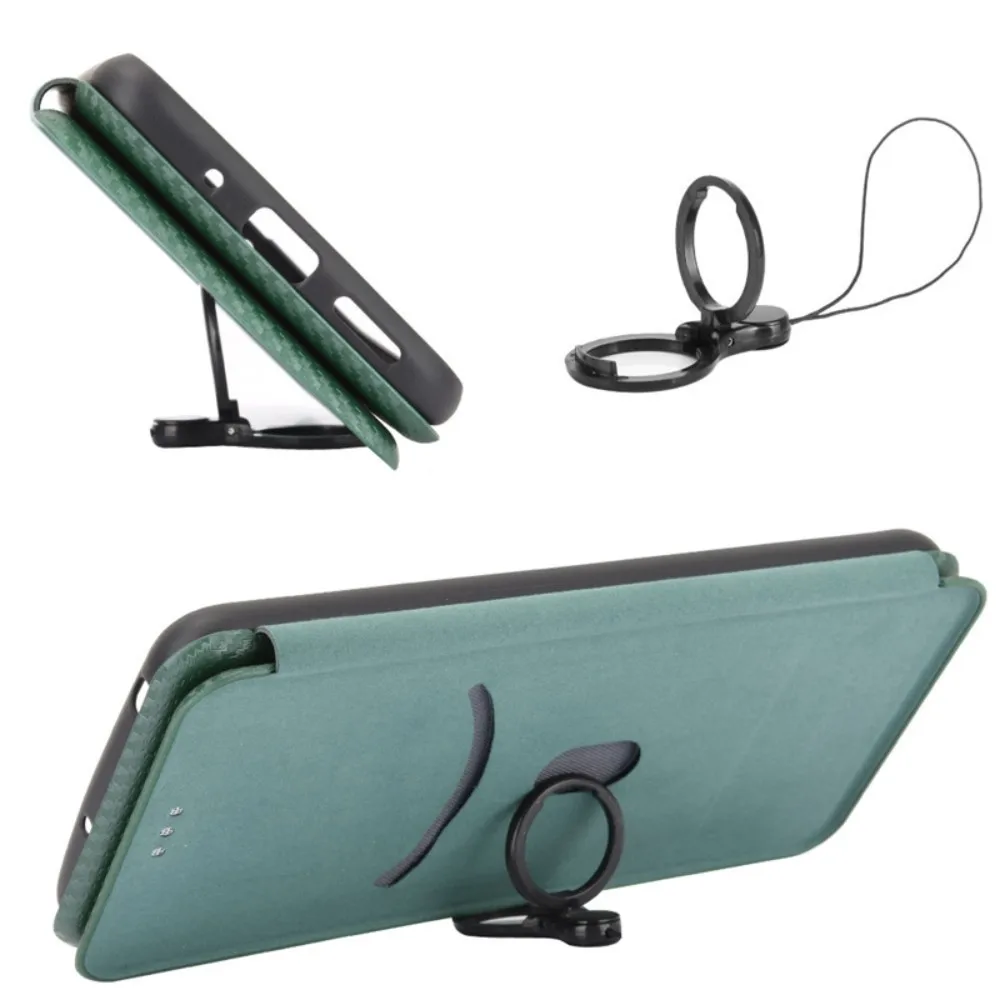Magnetic Close Carbon fiber Flip Cover Leather Wallet Book Case For Motorola Moto G85 G84 G75 G74 G73 G55 G54 G53 G35 G34 G32