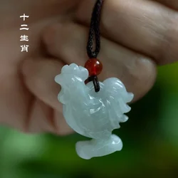 Collier pendentif zodiaque chinois en émeraude naturelle pour hommes et femmes, bijoux sculptés à la main, mulette en trois dimensions, mode quatuor, cadeaux
