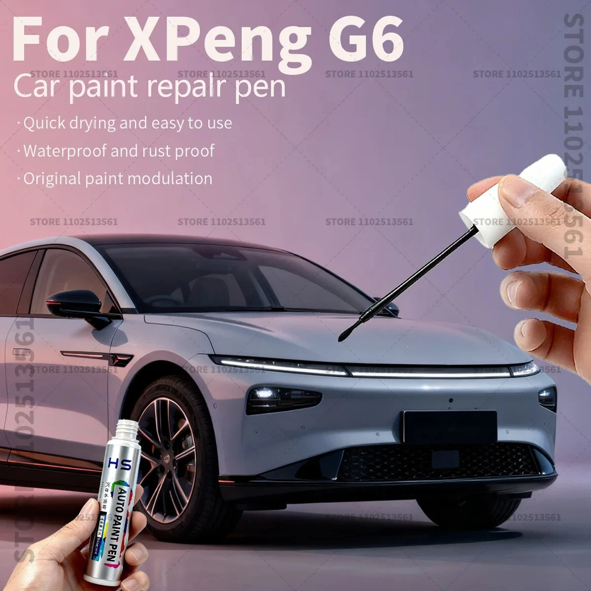 

For XPeng G6 Car Paint Repair Pen Touch Up Scratch Remover DIY Auto Accessories Black 111 Blue 125 Orange AC White 118 Gray 123