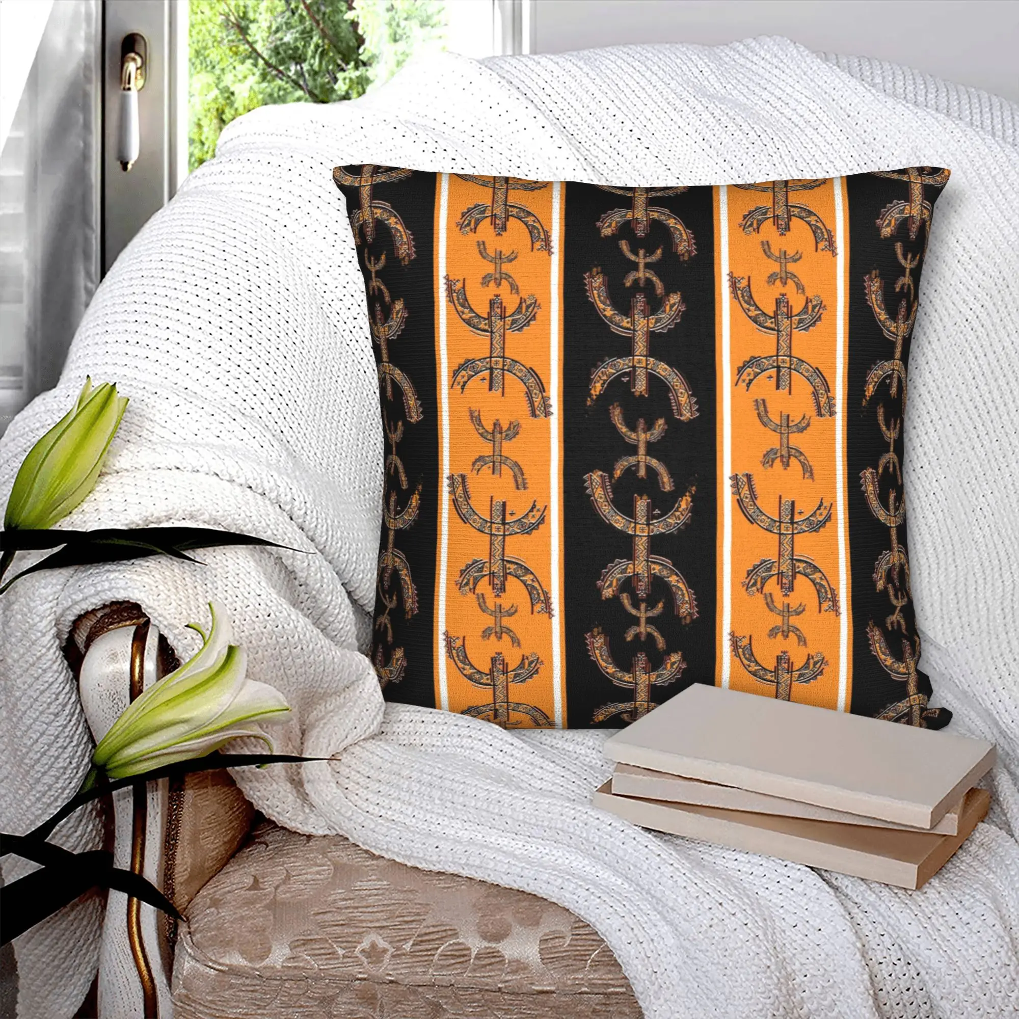 Z Imazighen Kabyle Carpet Pillow Covers Decoration Modern Amazigh Ethnic Geometric Chair Cushion Square Pillowcase